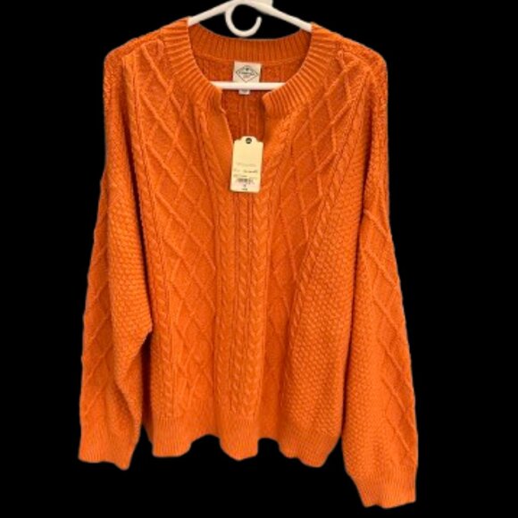 🍂 NWT - St. John's Bay Cozy Orange Cable Knit Sweater - Size 3X - Picture 1 of 9
